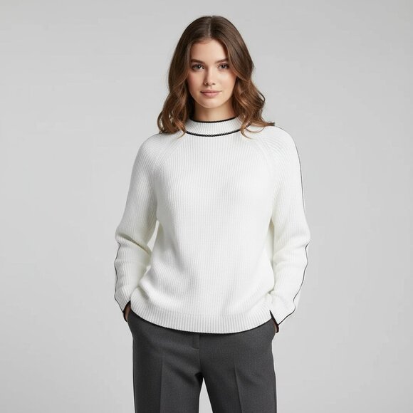NWT REVOLVE & MINIMALIST lovers COMMENSE white sweater w black piping S - Picture 10 of 10